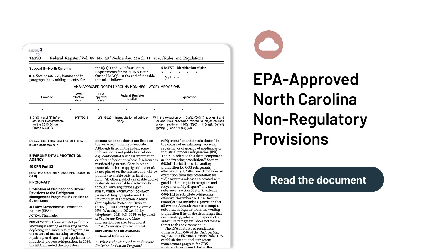 EPA-Approved North Carolina  Non-Regulatory Provisions